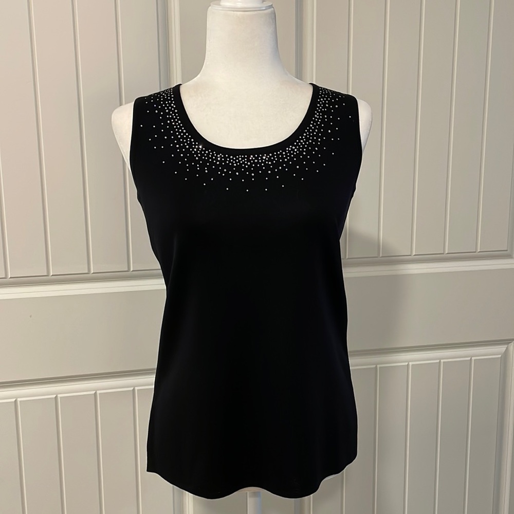 Exclusively Misook Sleeveless Top Crystal Neckline